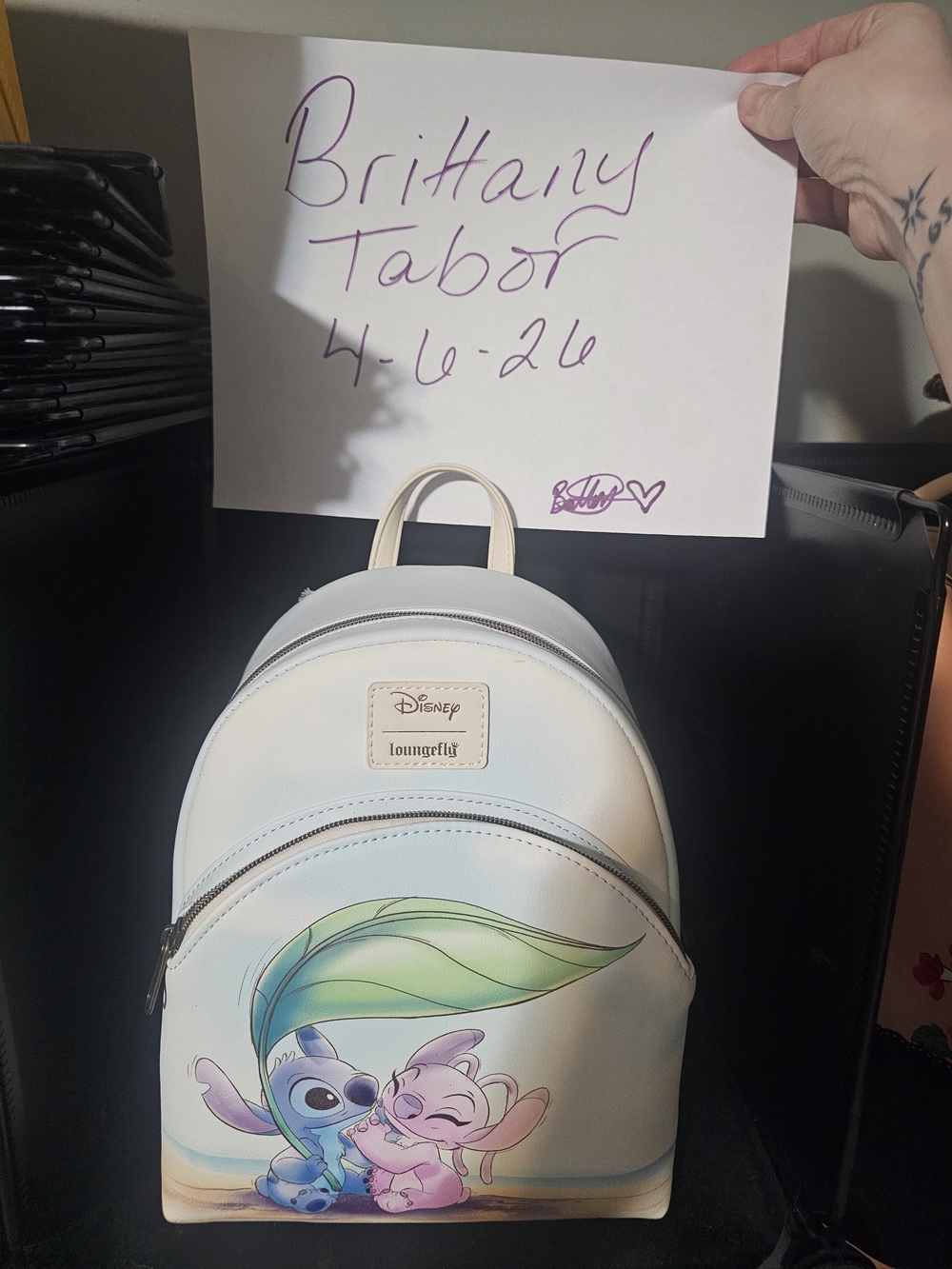Disney Loungefly Stitch & Angel Leaf Mini Backpack - White